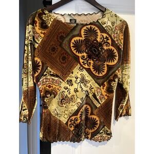 Yolanda Kwan designer bat wing top Sz. M brown